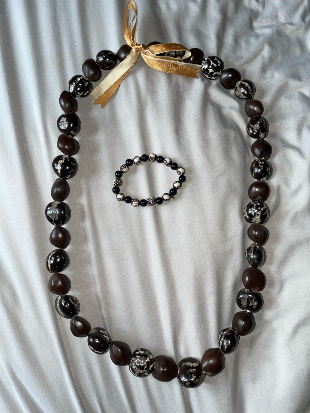 Brown Beaded Necklace with Bracelet Set